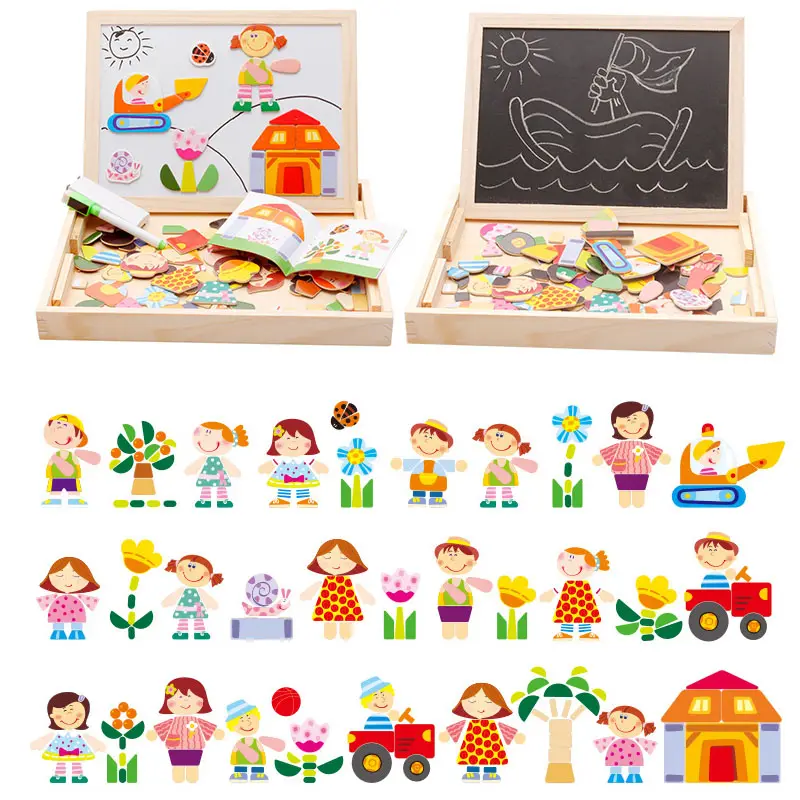 Puzle magnético 3d de madera para niños, juego de juguetes de aprendizaje divertido, tablero de dibujo, juguetes educativos, gran oferta