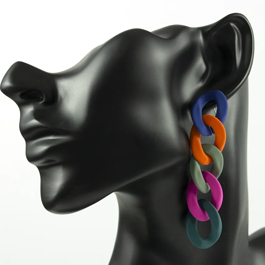 Gioielli da donna fatti a mano orecchini pendenti con catena acrilica in plastica etnica con nappe lunghe colorate