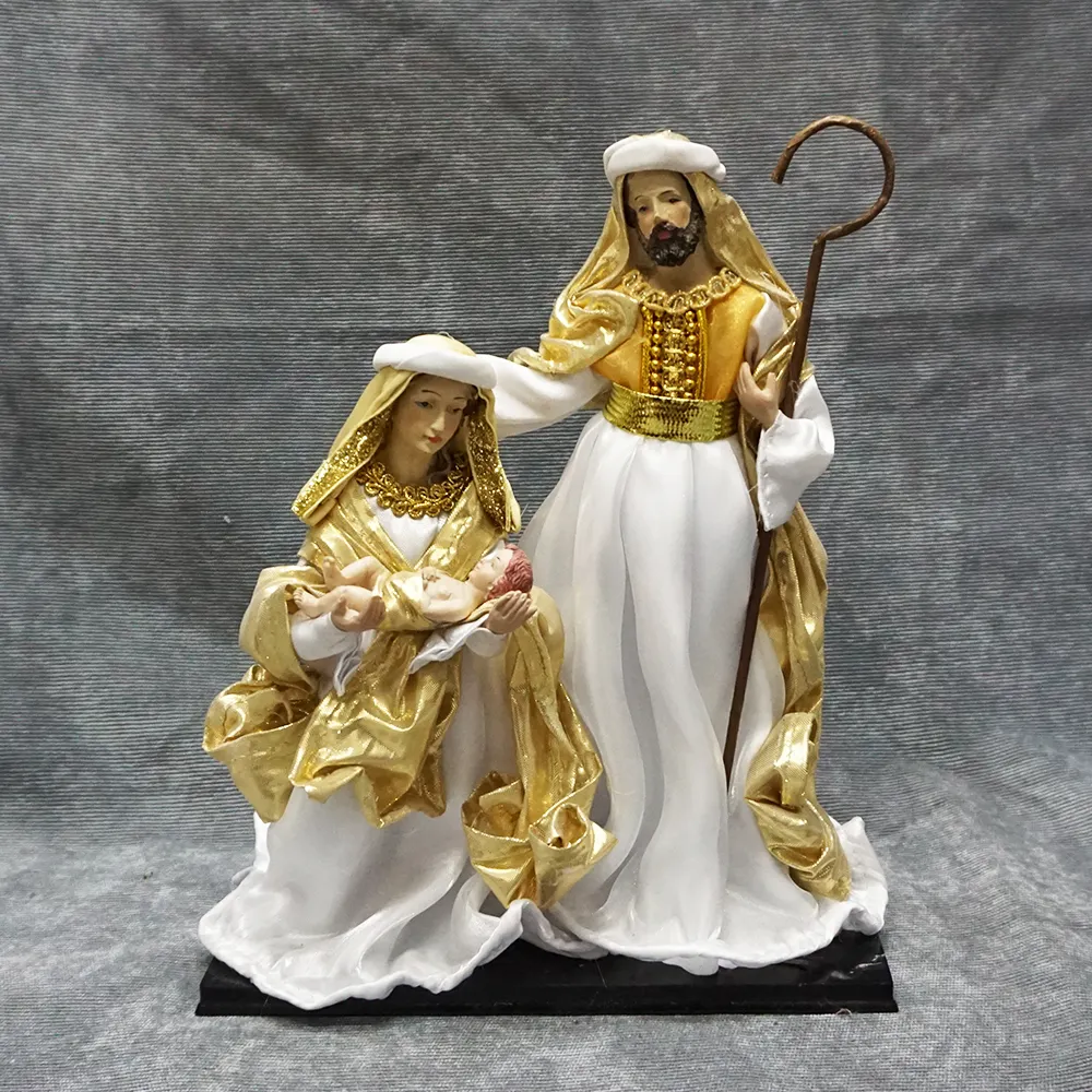 Articoli cattolici set di presepe in resina artigianato religioso ornamento di famiglia santa figurine di natale