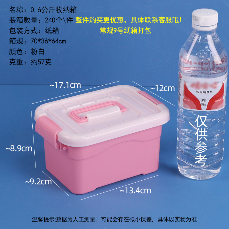 0.6 kg storage box, pink and white