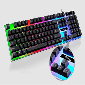 Conjunto de teclado y ratón iluminado con Cable RGB, teclado y ratón mecánico RGB para juegos, adecuado para jugadores de ordenador