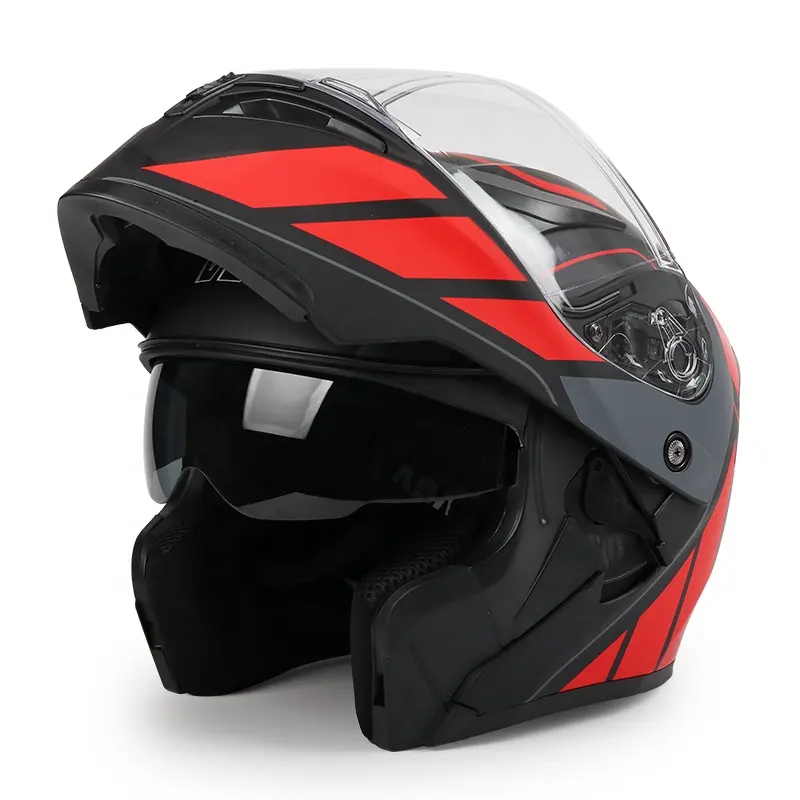 Capacete de motocicleta modular com viseira dupla e certificação V90 Evolutionary Red DOT, protetor solar, capacete modular de rosto inteiro