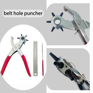 6 Size <strong>Revolving</strong> Leather Hole Puncher DIY Leathercraft Repair Tool with Ruler Deburring File for Belts &amp; Straps Hand Tool - Product Image 4