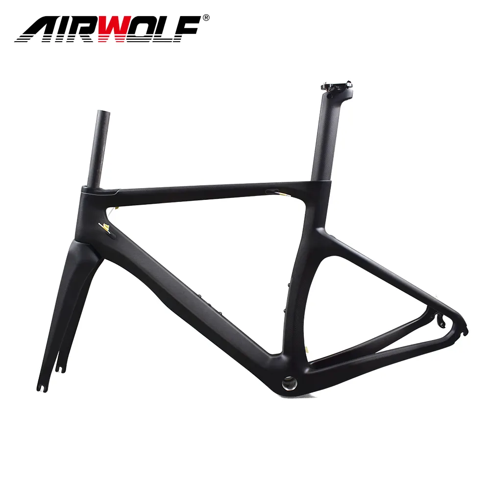 Telaio per bici da strada Airwolf Aero T1100 forcella sgancio rapido 100*9mm tessuto 3K V freno telaio da strada in carbonio