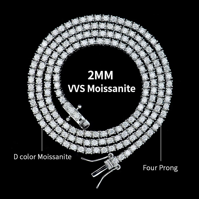 Silver 2mm Moissanite