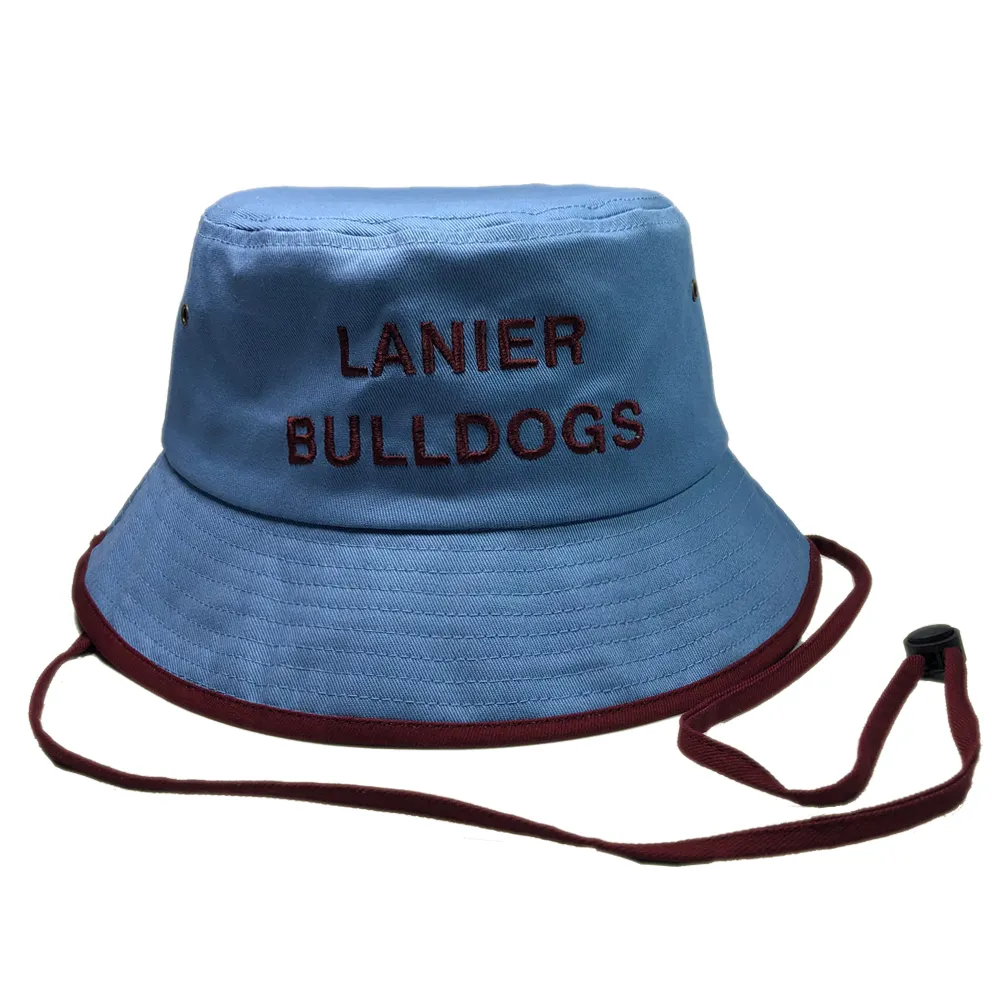 Sombrero de ala ancha con logotipo personalizado, sombrero boonie de algodón con letras populares bordadas, lavabo azul, Bob, gorras y sombrero de playa deportivos de verano Unisex