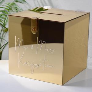 Düğün çok fonksiyonlu ekran akrilik kare ile kilit dilek kutusu çekiliş toplama kutusu toz geçirmez kutu - Product Image 3