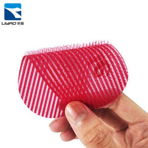 サロン用ソフトプラスチックローラーヘアカーリングブラシベルクロフック付き簡単で安全なスタイリング