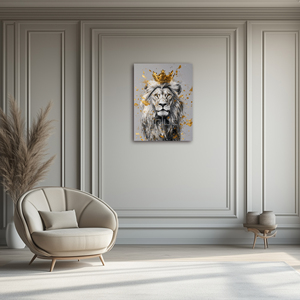 REGAL uy nghi: động vật với một vương miện vàng và splashes của vàng vải nghệ thuật in ấn tường nghệ thuật trang trí - Product Image 3