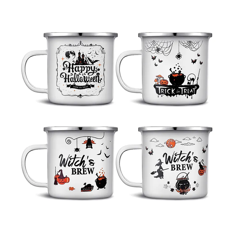 Gobelets à pinte empilables par sublimation imprimés de haute qualité personnalisés tasse émaillée personnalisée en acier inoxydable vierge de camping 120ml 280ml 200ml 480m