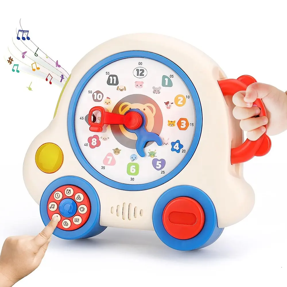 Montessori learning clock toy toddlers early education cognitive teaching clock toy learning machine for kids with music light