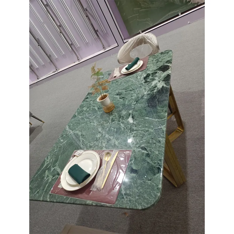 Table de console supérieure verte en marbre, table de console en métal, table de console de luxe en forme de veilleuse, usine de la chine, meilleure qualité