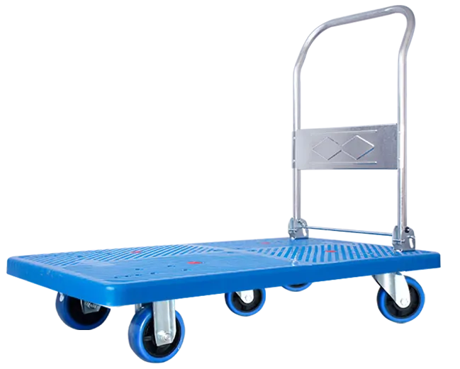 Carro de mano plegable, carrito de plástico con plataforma plana