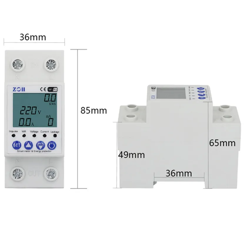 ZOII RTS protector de voltaje WiFi TUYA APP Protector de sobrevoltaje 220V regulador de voltaje interruptor de dispositivo de relé de fuga de tierra