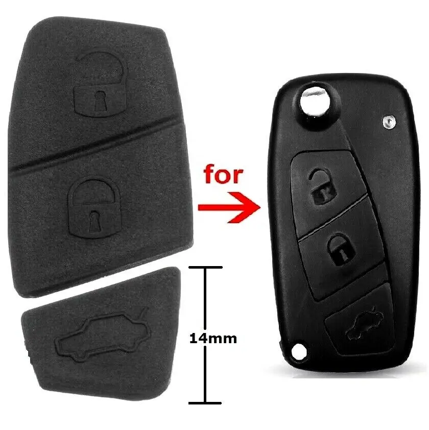 Schwarzer und blauer Schlüssel anhänger 3-Tasten-Gummipad für Fiat Remote