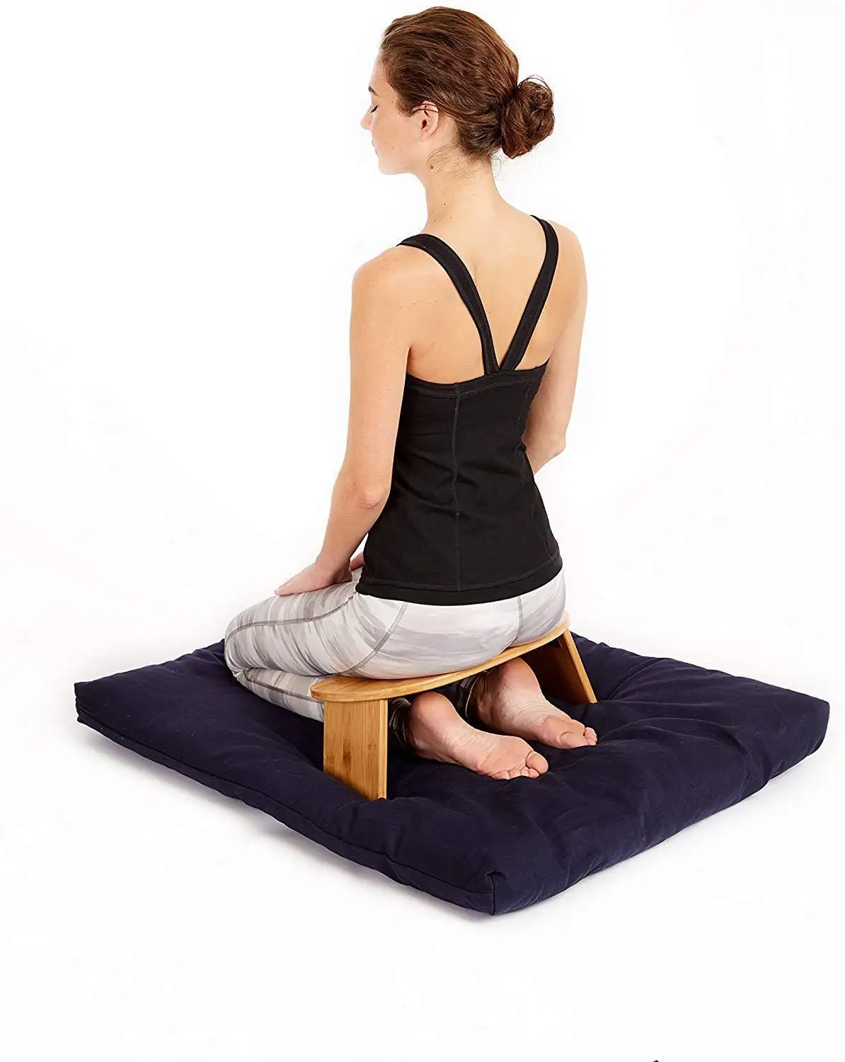 Custom Logo Bamboo Yoga Stool Bendable Meditation Bench Folding Thinking Seat