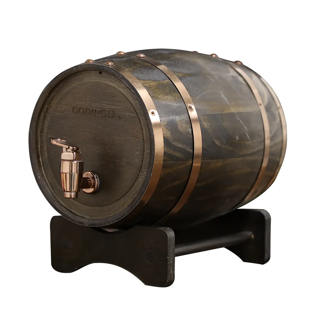 新デザインブラックオーク材ワインバレルバーテーブルコーヒーテーブル木製ビールバレル