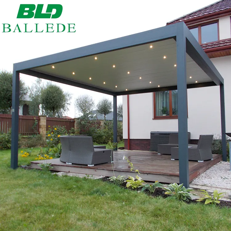 Alemania Juegos de jardín de lujo persiana eléctrica de aluminio pérgola terraza techo muebles de exterior