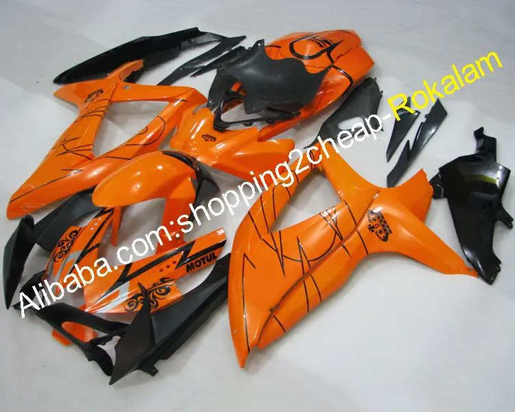 Oranje Zwart Stroomlijnkappen Voor Suzuki 600 750 K8 2008-2010 GSXR600 GSXR750 2008 2009 Abs Plastic Body Kuip Kits