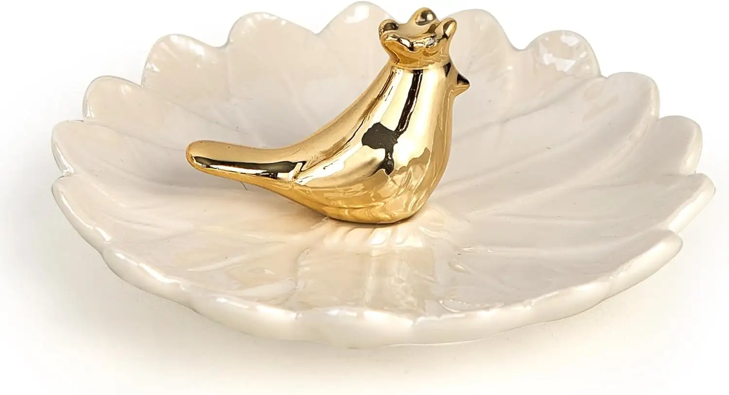 Bandeja de joyería de cerámica TIMEBUS con pájaro dorado, soporte para plato de anillo pequeño, almacenamiento de baratija, decoración para tocador de mesa de entrada, regalo Wom