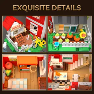 Iambrick <strong>Ranch</strong> Cottage With Light Assembly Small Particle Street View Bricks <strong>Toys</strong> Model Gifts for Birthday Building Blocks Sets - Product Image 4