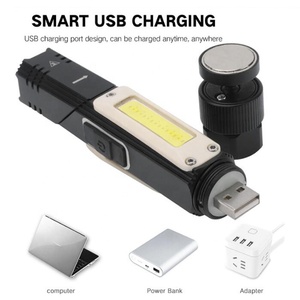 USB перезаряжаемые магнитное основание Cob светодиодный мини-рабочий свет Многофункциональный налобный фонарь факел портативный 90 вращение 360 градусов фонари - Product Image 2