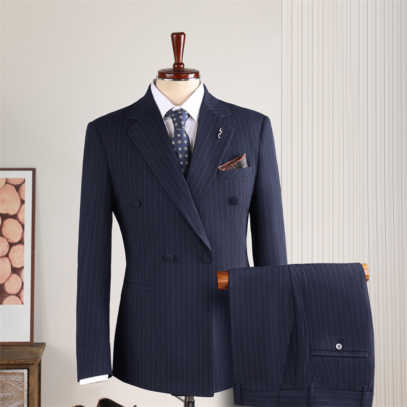 Navy blue stripes-suit trousers