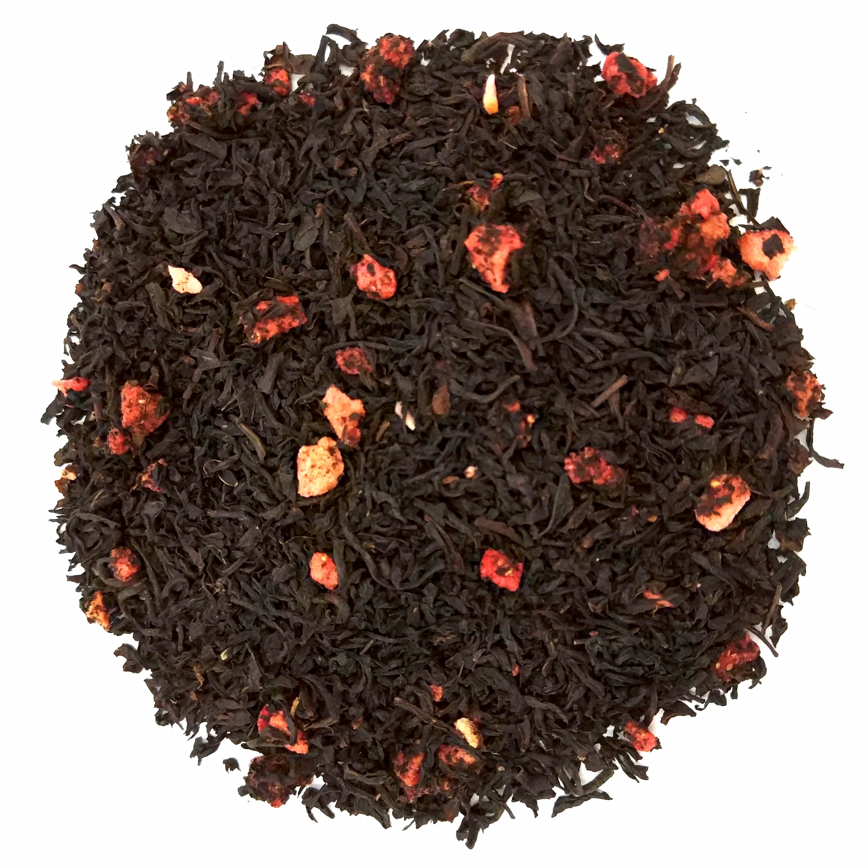 Té negro de vainilla y fresa en frío con té de frutas secas, mezcla de flores de frutas naturales, mezclas de té negro de Ceilán