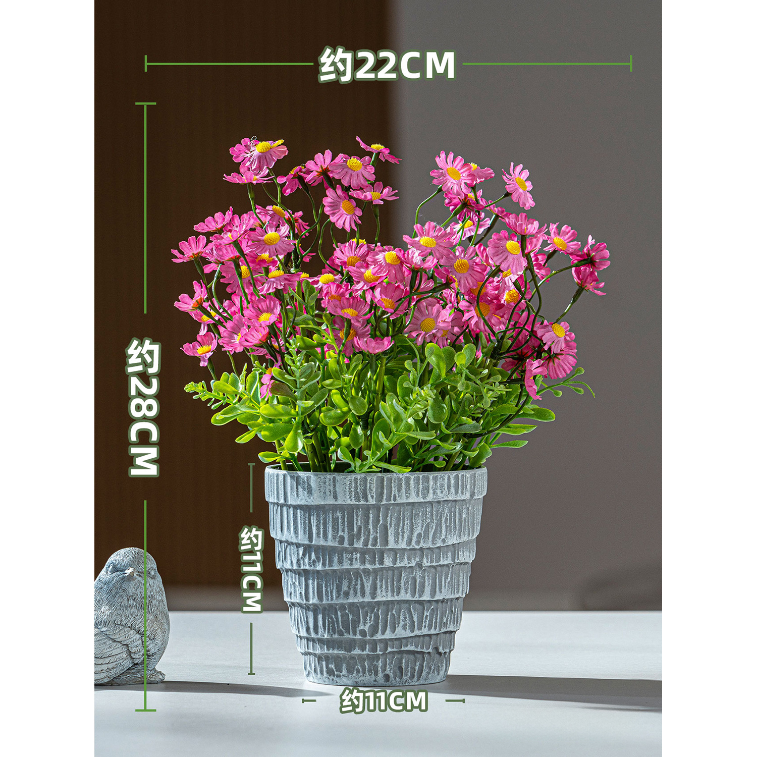 Fleur en pot marguerite rose vif (22x28cm)