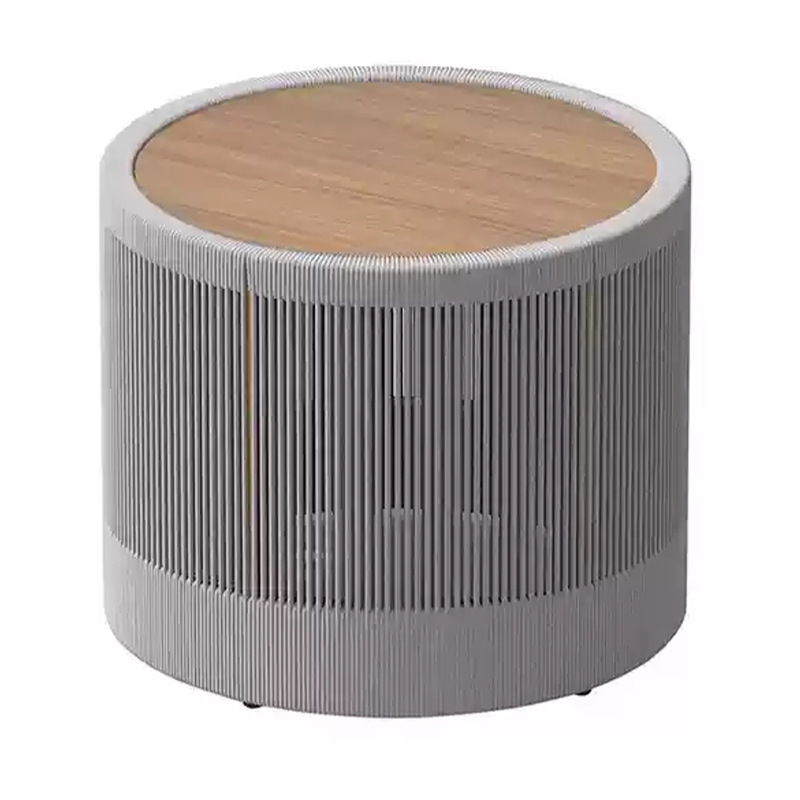 Table d'appoint ronde 50 cm - Effet bois aluminium