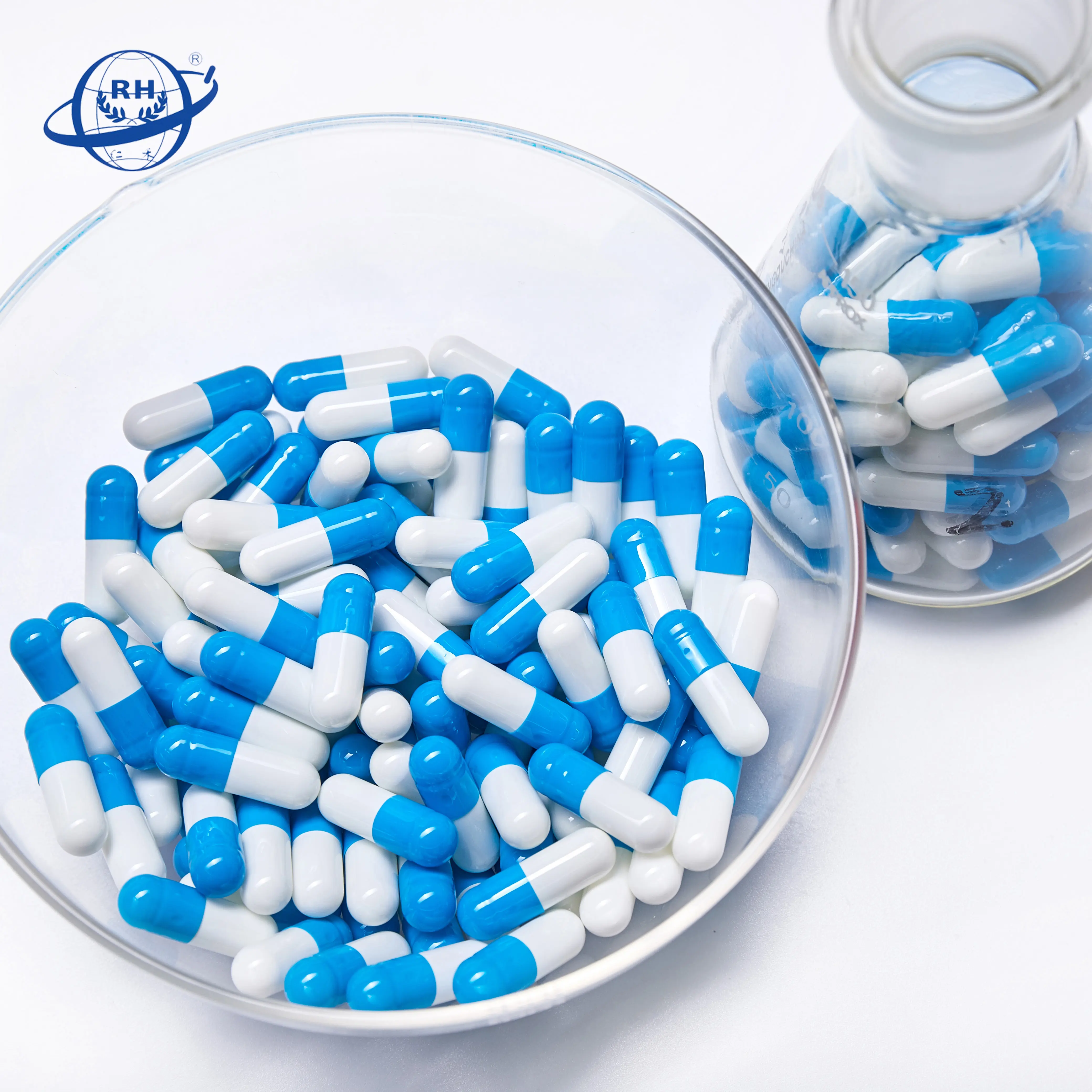 Buona qualità blu bianco vuoto gelatina dura capsule dimensione 0