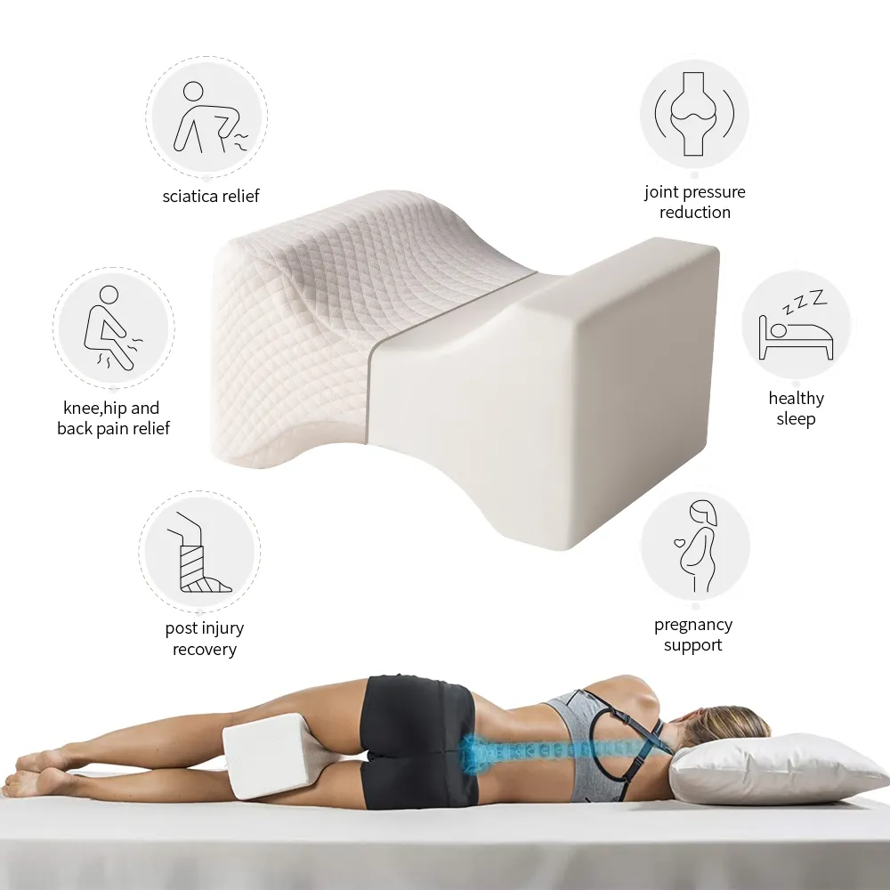 Almohada ortopédica lateral para dormir, con correa elástica para las piernas y la cadera