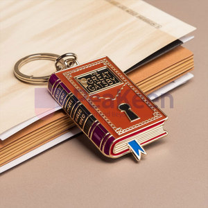 免费设计2D 3D软硬搪瓷迷你照片书形状钥匙链钥匙扣 - Product Image 5