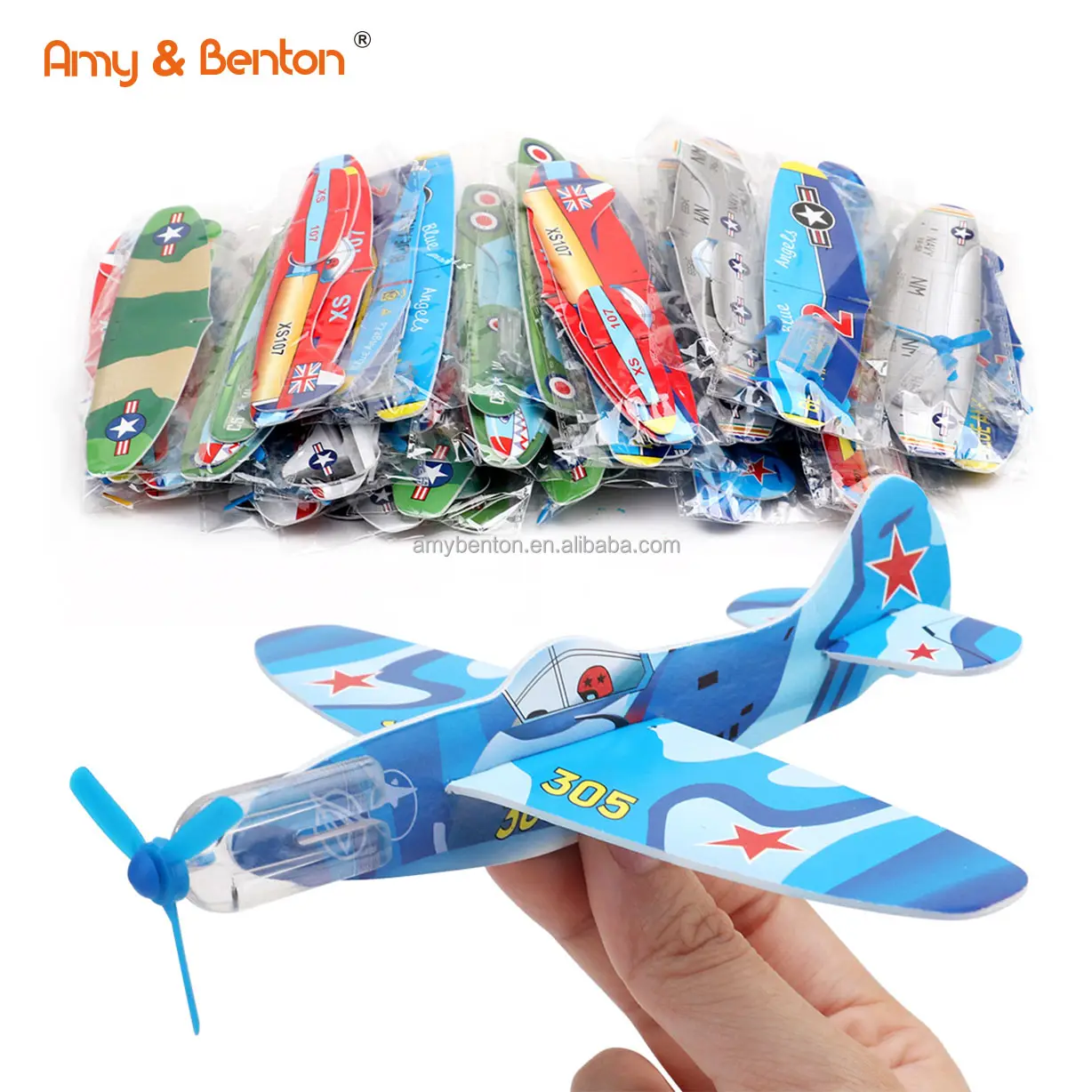 Venta caliente Stem Toy Outdoor Mini Flying Glider Envuelto individualmente Flying Plane Toy Custom Foam Airplane Party Favors para niños