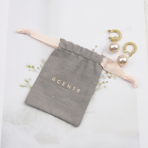 Custom Logo Printed Canvas Drawstring Earrings Jewelry Bag Small Gift Drawstring Lipstick <strong>Key</strong> Chain Packaging Canvas <strong>Pouch</strong> - Product Image 2
