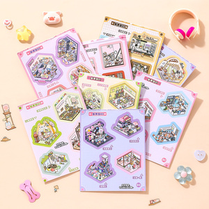 Simno Gen 2.0 Mini boyutu 8 In1 küçük dünya manzara Sticker koleksiyonu sahne DIY oyuncak oyun kitap çocuk çocuk kız için - Product Image 5