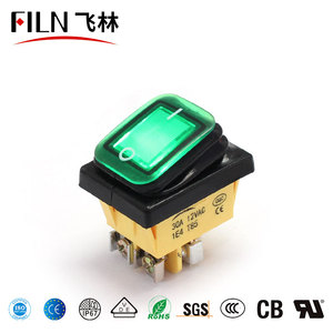 FILN Waterproof IP67 KCD4 DPST 4 Pins on OFF 24 Volt <strong>20</strong> <strong>Amp</strong> Illuminated Rocker <strong>Switch</strong> with Led Light - Product Image 2