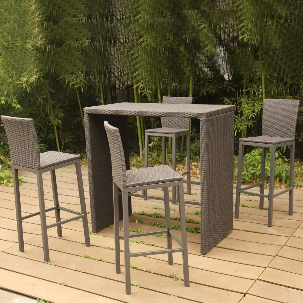 Terrasse Rattan Wicker Outdoor Park Bar Set Terrassen tisch und Stuhl Set