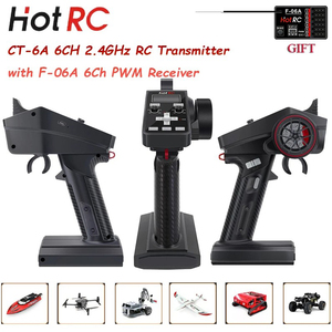 HotRC CT-6A 2.4GHz無線システムRCトランスミッター4-9V CT6A W/ F-06A 6Ch PWMレシーバーRCカーボート船タンクドローンRCモデル - Product Image 2