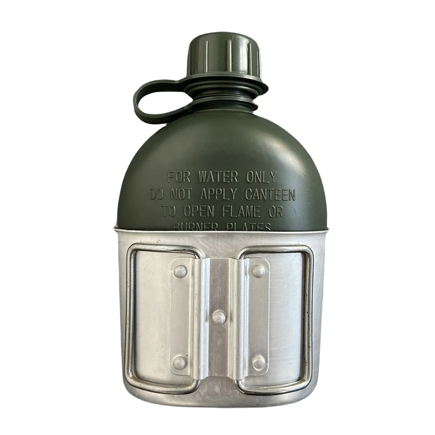 OEM USGI Style Canteens Kit with Aluminum Cup Foldable Handle for Hiking Backpacking Camping Army Green Water Bottle Canteen