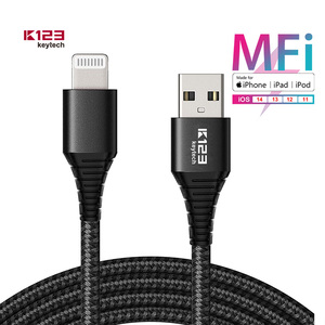 2M 6FT MFi orijinal siyah için APPLE Logo 5V 3A iPhone 7 için iPad naylon örgü usb veri şarj kablosu - Product Image 1