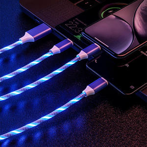 A Drag Three Streamer Data Cable for iPhone Android Type-C Mobile Phone Fast <strong>Charge</strong> Three in One Running Horse <strong>Lamp</strong> Light - Product Image 5