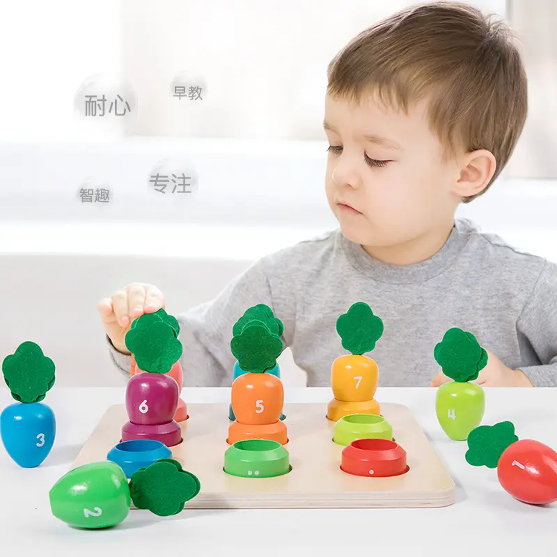 नई लकड़ी की मूली डिजिटल रंग मिलान खेल खिलौना सब्जी किंडरगार्टन प्रारंभिक शिक्षा बच्चों के खिलौने के लिए मोंटेसरी शैक्षिक