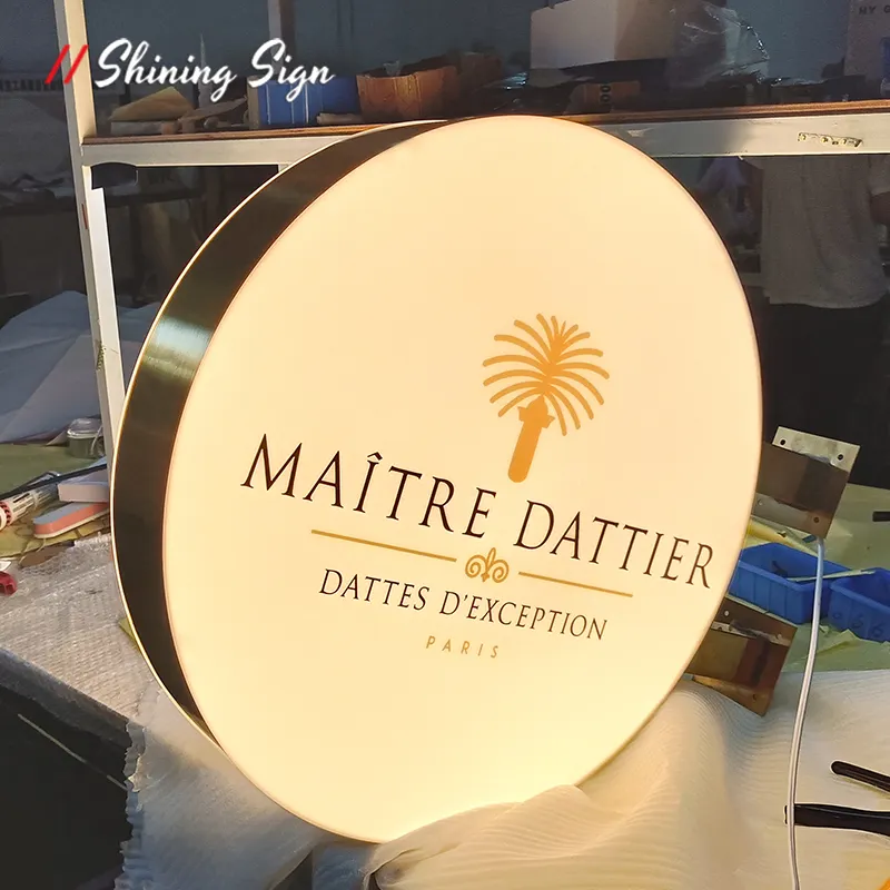 Letrero brillante Led Illuminate Logo Custom 3D Metal Light Box Signs Outdoor Cafe Shop Barber Salon Publicidad Lightbox Sign