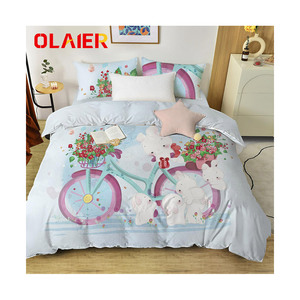 Breathable 100% Digital Print French Style <strong>Bedding</strong> Set Washed Flax Bed Sheet Set - Product Image 2