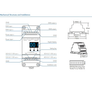 DL 0-10V a DMX Decoder DIN Rail Decoder 4 canali Display digitale numerico convertitore Dimmer DMX per RGB/RGBW striscia luminosa - Product Image 4