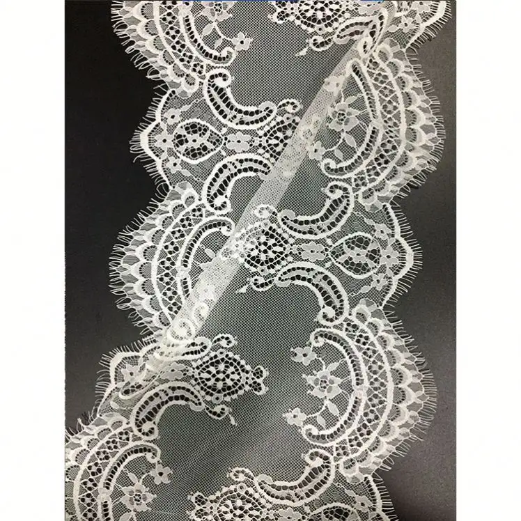 الصين الأبيض مطاطا تصميم رمش تقليم الدانتيل لفستان الزفاف