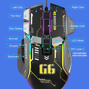 G6 Gaming Mouse 10-<strong>Key</strong> Mechanical Mouse 12800DPI Ergonomic Wired Mouse 10-<strong>key</strong> <strong>Macro</strong> Programmable 13 RGB Lighting Modes Mice - Product Image 3