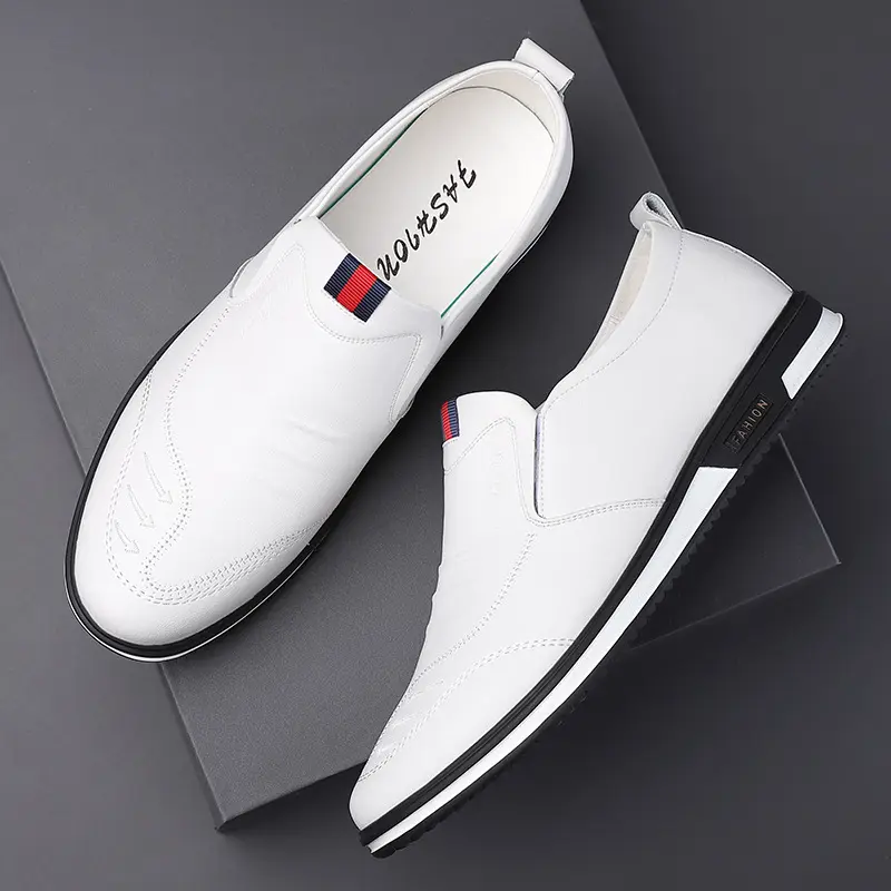 Quotidiano casual autunno nuovo stile traspirante scarpe in vera pelle prezzo all'ingrosso lavoro d'ufficio slip-on uomo scarpe eleganti bianche per uomo