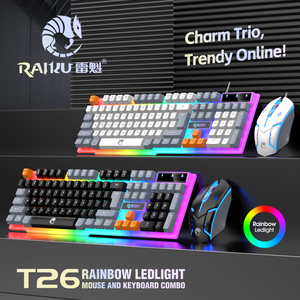 Factory Direct T26 Tri-Color LED Mechanical Feel Gaming <strong>Mouse</strong> Keyboard <strong>Combo</strong> Set USB Customizable Desktop Language for New Users - Product Image 2